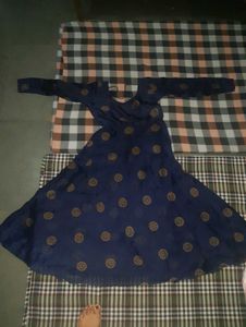 Elegant Blue Printed Anarkali Gown