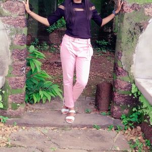 Chic Pink Casual Pants