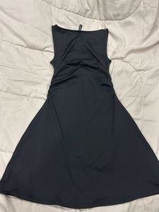 Black Ruched Sleeveless Dress