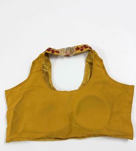 Embroidered Yellow Halter Neck Blouse Divider