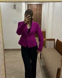 MARIE CLAIRE FUSCHIA PINK TWEED BLAZER