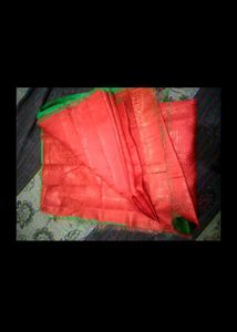 Beautiful Red Saree with Green Border