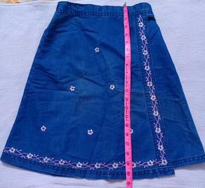 Floral Denim Wrap Skirt for kids