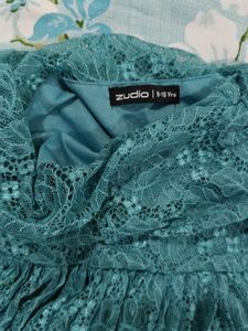 Teal Lace Mini Skirt