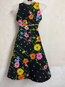 Vintage Floral Black A-Line Dress