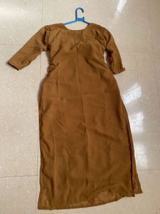 chikankari Kurta with Mirror Work -rustic brown