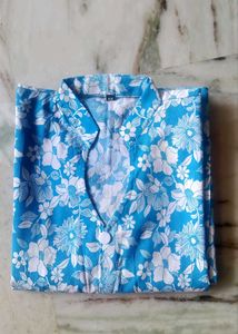 Blue Floral Print Kurta