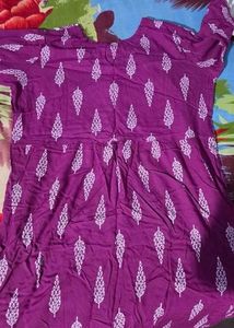 Elegant Purple Kurta with White Lace Detail