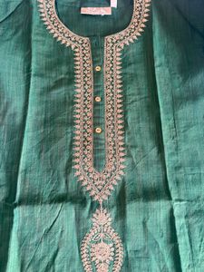 Green Embroidered Kurta
