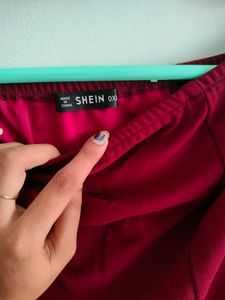 Shein Maroon Off Shoulder Side Slit Bodycon Dress