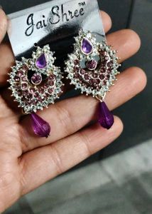 Stunning Purple & Silver Dangle Earrings