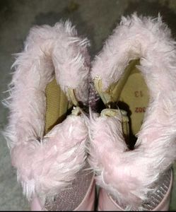 Sparkly Pink Fur Boots