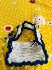 Crocheted Bag with Flower Accent