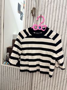 Striped Cropped Knitted Top