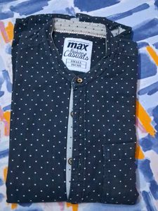 black polka print cotton mens shirt