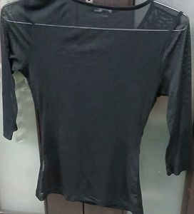 Chic Black Embroidered Mesh Top -