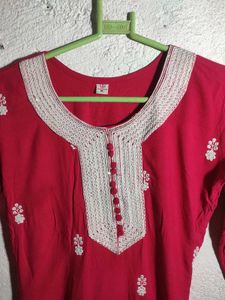Vibrant Pink Chikankari Kurta set
