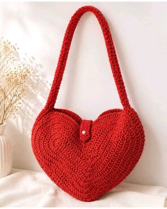 Red Heart Crochet Shoulder Bag