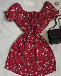 Red Floral mini dress