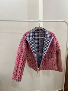 Floral Gingham Print Quilted Reversible Jacket