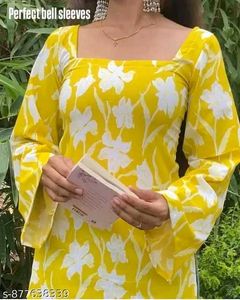 Vibrant Floral Bell Sleeve Kurta