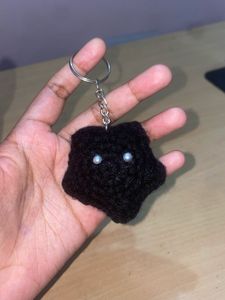 Cute Crochet Star Keychain black