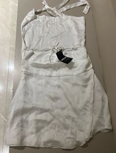 Elegant White Halter Neck Mini Dress