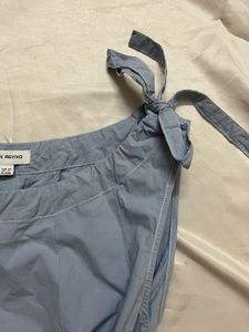 Light Blue Tie Shoulder Top