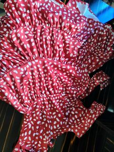 Chic Red Polka Dot Tiered Dress