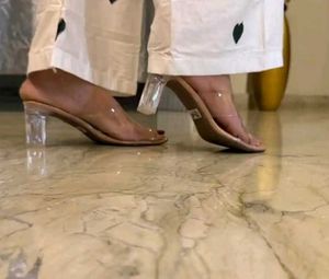 Clear Block Heel Mules
