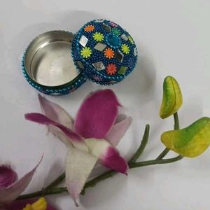 Blue Beaded Kumkum//Trinket Boxes (6 pcs)