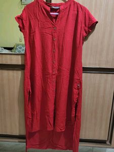 Red High-Low Tunic Top