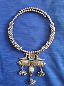 Unused Antique Silver Oxidised Necklace Set