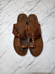 Brown Thong Sandals with Bow Detail