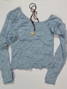 Light Blue One shoulder Top