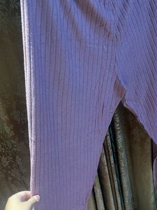 Purple Ribbed Lounge Pants