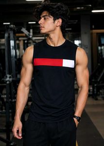 Men's Black Sleeveless Gym T-Shirt