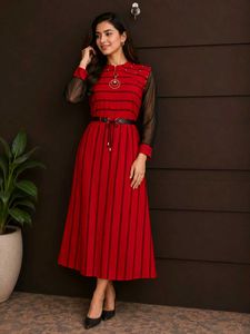 Red & Black Striped Dress