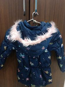 Kids Navy Unicorn Puffer Jacket