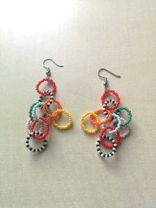 Colorful Beaded Hoop Earrings