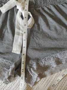 Cozy Striped Pajama Shorts with Lace Trim