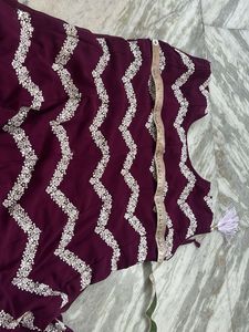 Elegant Maroon Embroidered Gown
