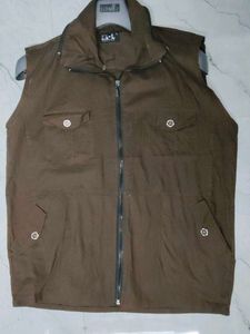 Men's Brown Sleeveless Jacket