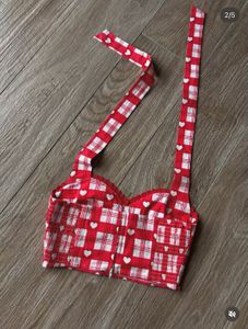 Red Gingham Heart Print Co-ord Set
