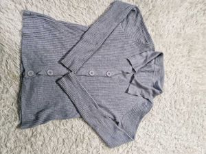 Ribbed Button-Up Collared Cardigan