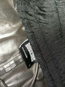 Baggy Fit Black Track Pants with White Stripes