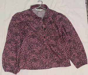 H&M Pink Floral Print Blouse