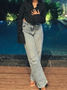 Chic Black Cropped Bell Sleeve Top