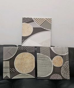 Set of 3 Abstract Geometric Canvas Art