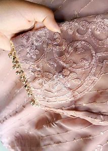 Elegant Mauve Embroidered Fabric